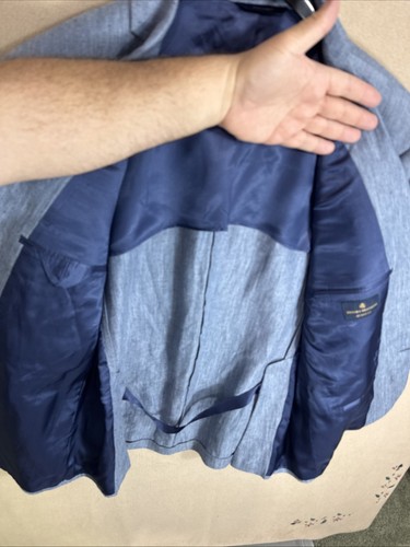 Giacca blazer sportivo Brooks Brothers uomo 46R blu chiaro 100% lino vestibilità reggente usata in ottime condizioni - Foto 9 di 16