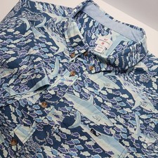 Vineyard Vines Boys Shark Print Button Down Shirt Size XL 16 Short Sleeve