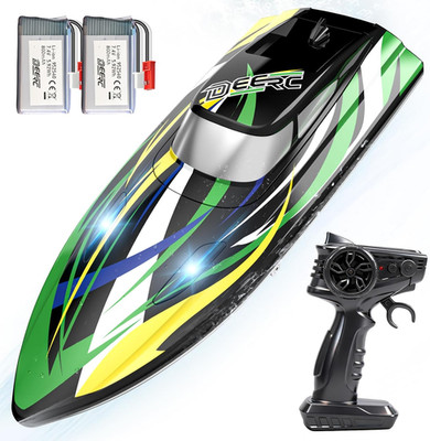 DEERC High Speed RC Boat with LED Lights, 30KM/H Fast Remote Control Racing Boat
