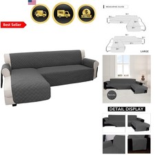 Sectional Couch Cover for Dogs Reversible L Shape Sofa Slipcover Large Gray