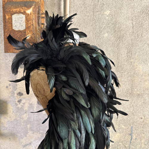 Vintage 1930s Black Feather Boa Art Deco Full Length Cape Dramatic Plush - Picture 6 of 11