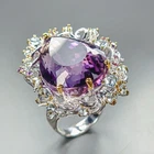 Handmade 38 ct+ Natural Amethyst Ring 925 Sterling Silver Size 7 /R468606
