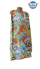 "BOHO PATCH" by Jams World MEDIUM Colorful Sunseeker Vneck Short Dress Repaired