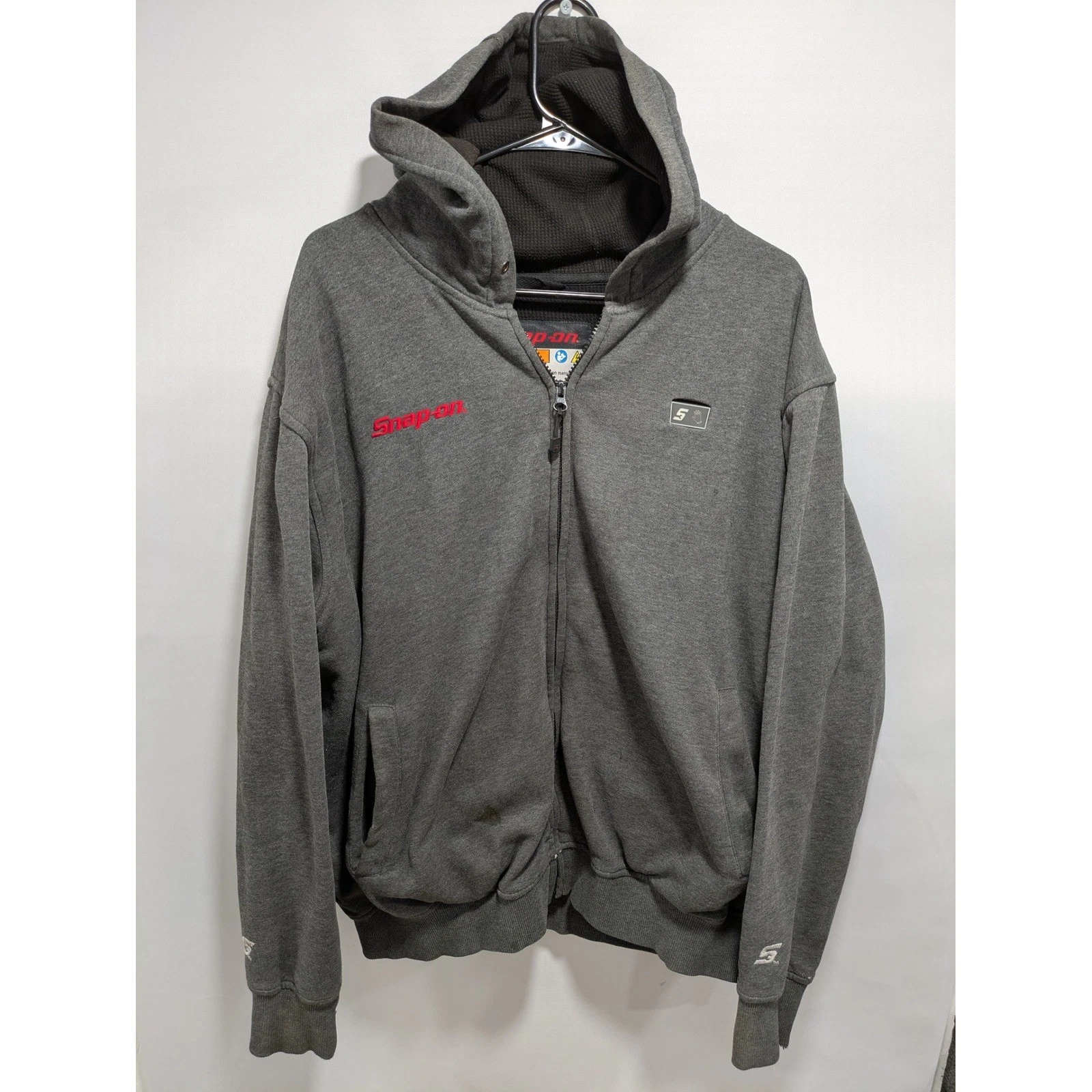 Mens Snap-on Heated Full Zip Hoodie Gray Embroidered Logo Workwear XL