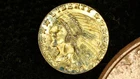 MINIATURE COIN 1908 2.5 DOLLAR INDIAN HEAD GOLD PLATE over STERLING SILVER