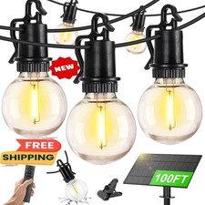 Guirnalda de luces solares para exteriores de 30 m, impermeables, para patio, co