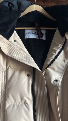 Authentic Arctic Explorer - Beige Winter Men's Down Jacket Fur Collar Hooded