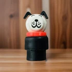 Vintage Fisher Price little people black plastic "Lucky" dog red collar