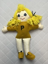 Vintage 1978 Sheram Puppets Cloth Rag Doll Yarn Hair Purdue University