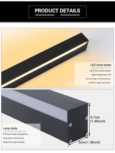 Long Wall Light Outdoor Waterproof Modern Long Strip LED Lighting Wall Lamp IP65 - Picture 21 of 27
