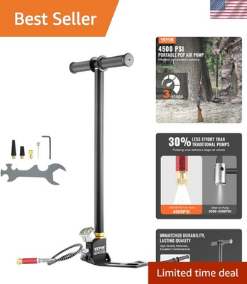 #ad #ad High Pressure 4500 PSI Hand Pump 3 Stage PCP Airgun Stirrup Pump Black $107.99