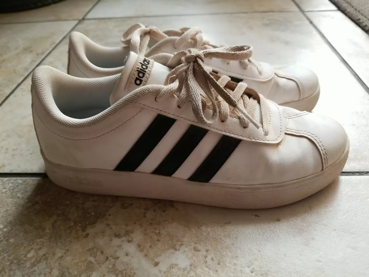 Adidas VL Court 2.0 White Stripe Sneaker Shoes Size 4.5 US