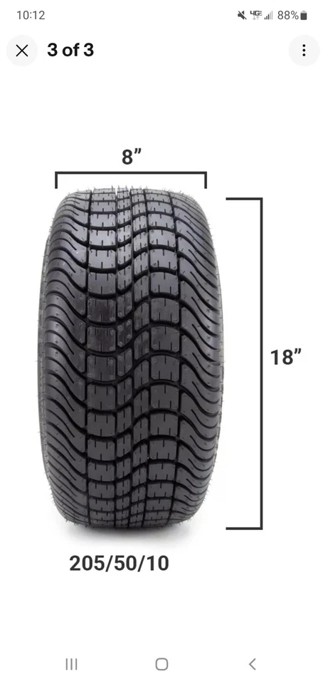 Ruedas/neumáticos de carro de golf mecanizados y rojos de 10" (205-50-10) - Juego de 4-18" en total Foto 3 de 3