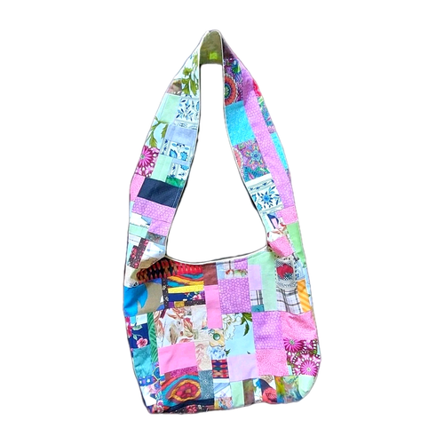 Patchwork Hobo Crossbody Hippie Handbag - Crazy Quilt Sling Freshly Made - Picture 6 of 14