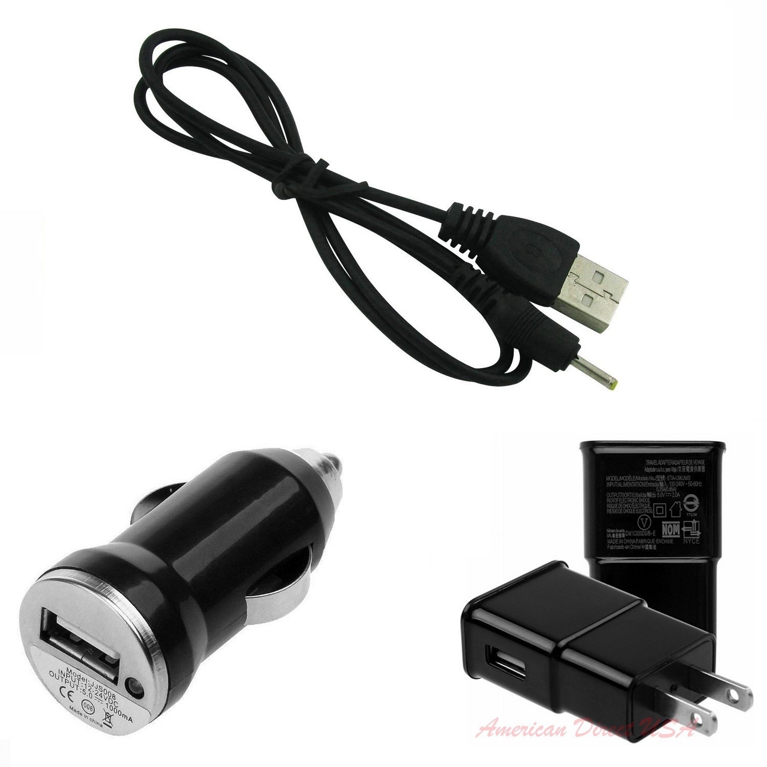 New Universal 2.0AMP Wall+2.5mm USB+car Adapter Charger For Android