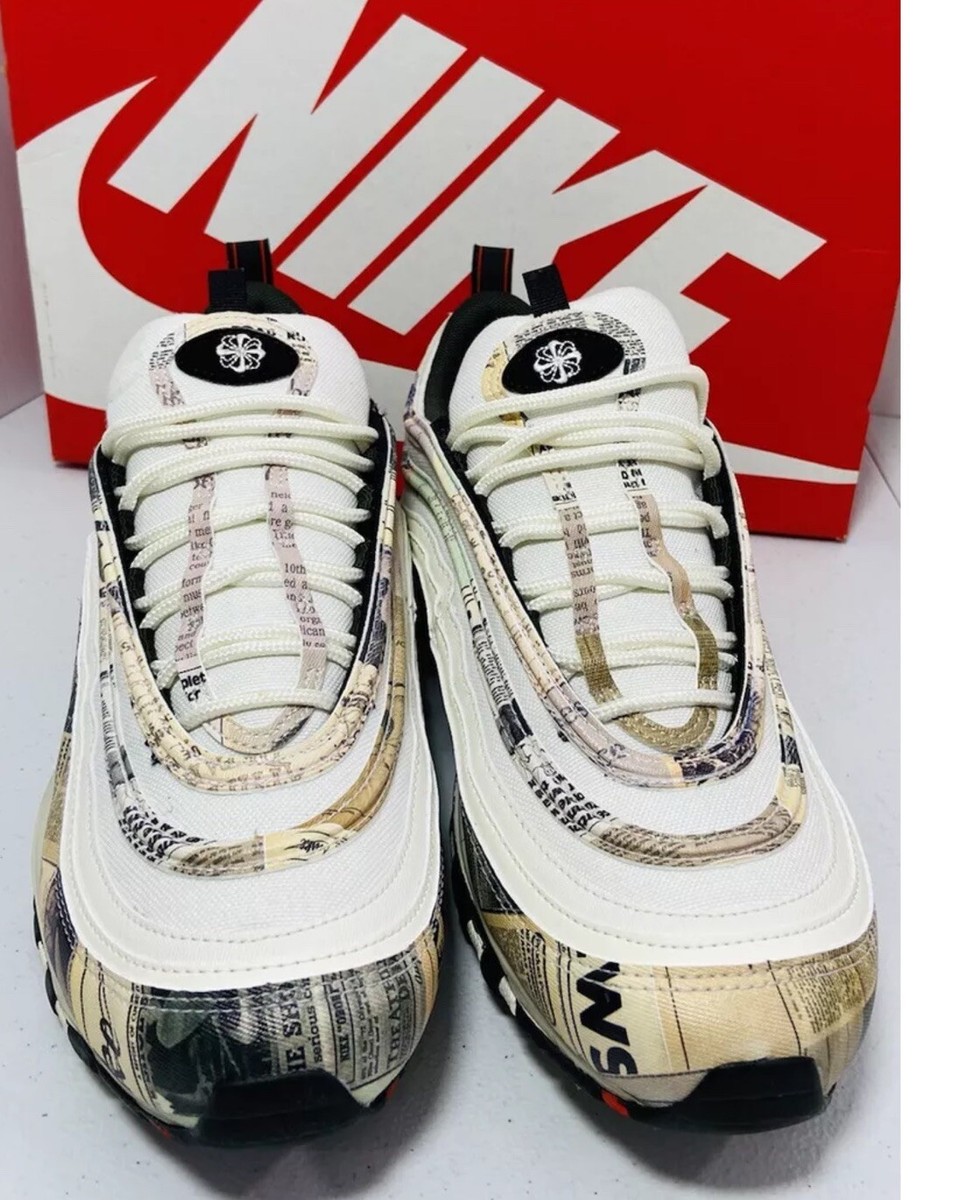 Mens Nike Air Max 97 'Newspaper' Sail White Sneakers 921826