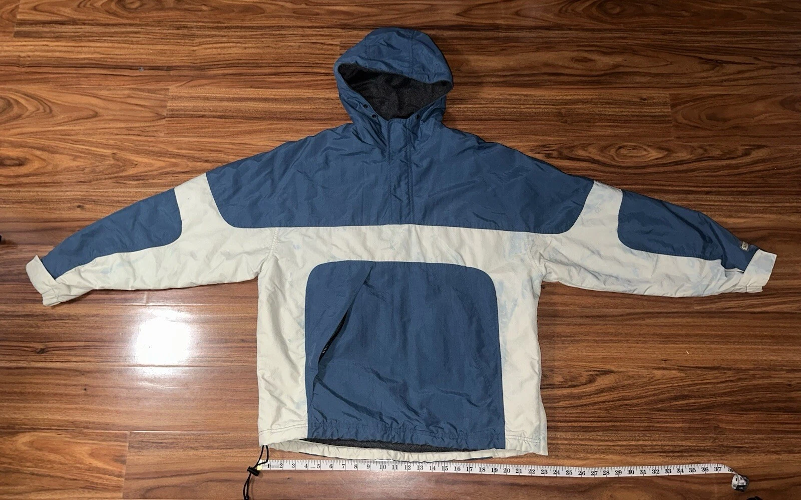 Vintage Old Navy Windbreaker Fleece Lined Quarter Zip Hooded Jacket M Blue