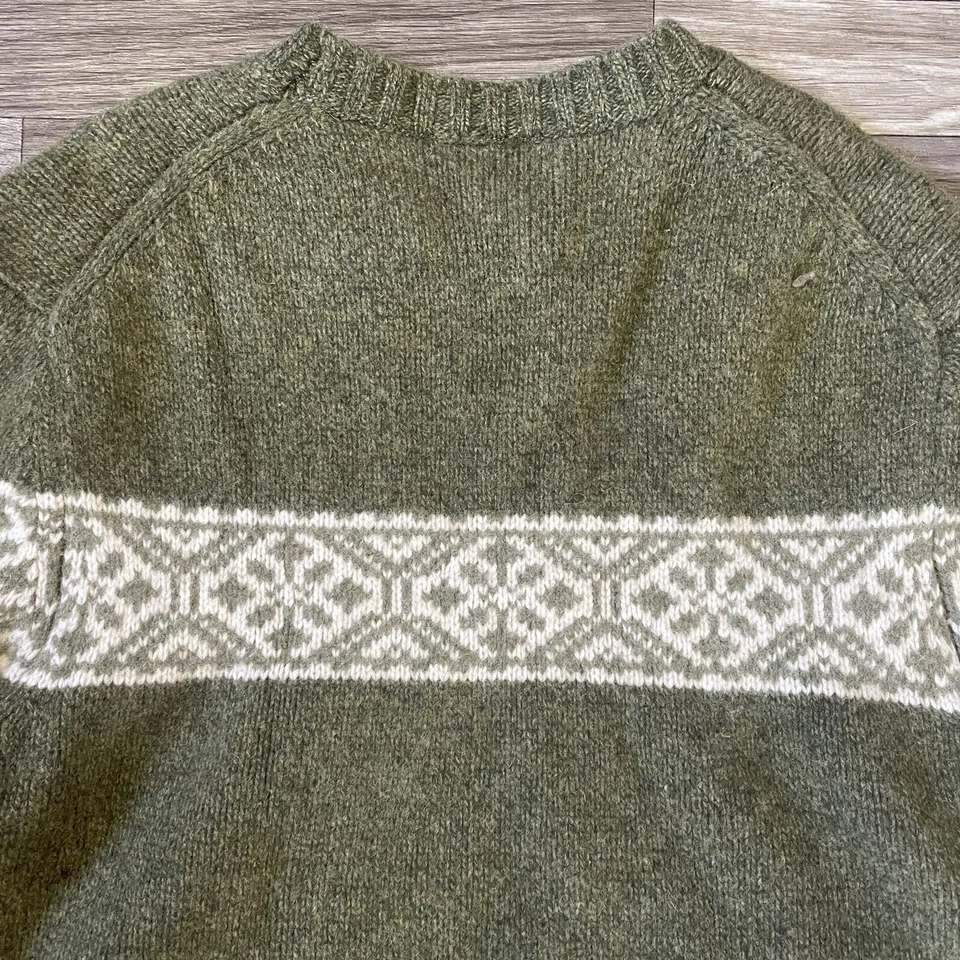 Vintage Marconi Lambswool Sweater Men’s XL Green White Fair Isle 90s Classic - Image 4 of 4