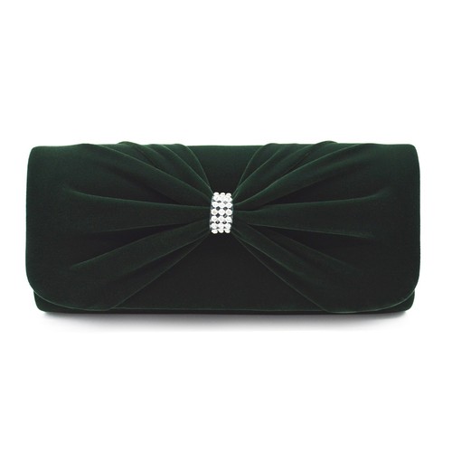 Elegante Strass Schleife vorne Samt Clutch Abendtasche Handtasche-verschiedene Farben - Bild 17 von 37