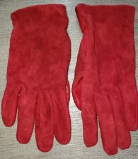 womens NORDSTROM red LEATHER GLOVES size medium LINED super condition WOW 