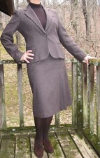 PEABODY HOUSE Skirt Suit 2 pc brown pinstripe sz 11/12 Elegant 