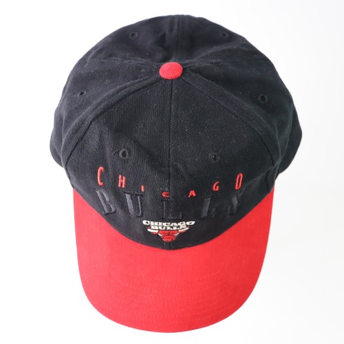 Vintage 90s Chicago Bulls Black & Red Twins Enterprises Mens Strapback Hat Y2K - Foto 6 di 8