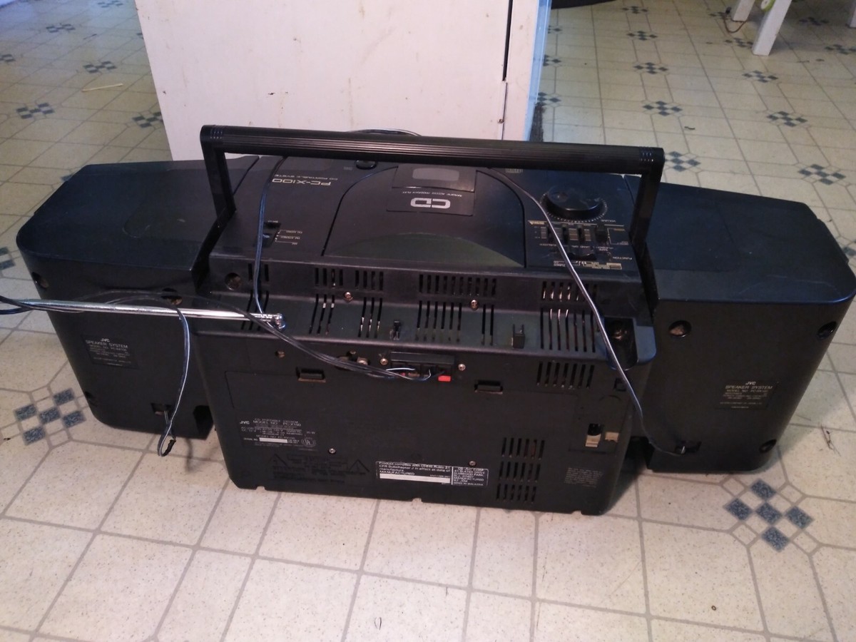 JVC PC-X100 CD Portable System Player FM AM Dual Cassete Boombx