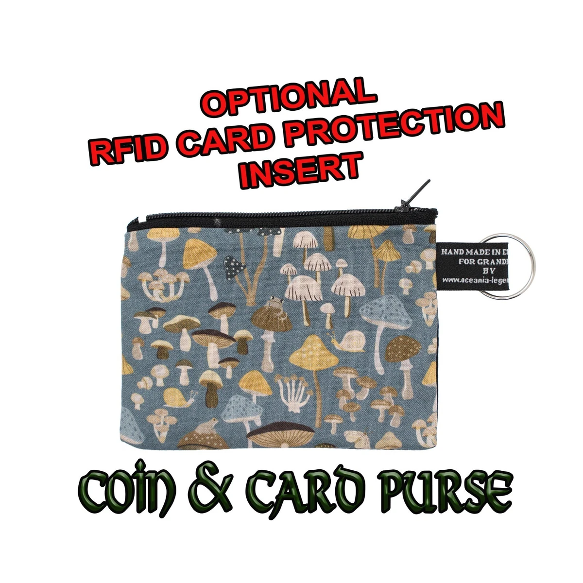 Mushroom Coin Card Purse Cash Money RFID Protection Christmas Xmas Stocking