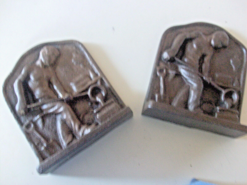 art deco BARE CHESTED MEN AMERICAN FOUNDRY WORKERS BOOKENDS 1940's CAST IRON