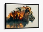 COOL LION FOREST SUNSET CONTEMPORARY HOME DECOR FLOAT EFFECT CANVAS ART PRINT