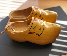 Vintage Holland Wooden Dutch Clogs Klompen Shoes Solid Wood Handmade Carved Gift