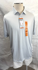 Hickey Freeman Men's Golf Polo Shirt Patterned, Gray, Stretch, S/S, XXL, UPF 50 
