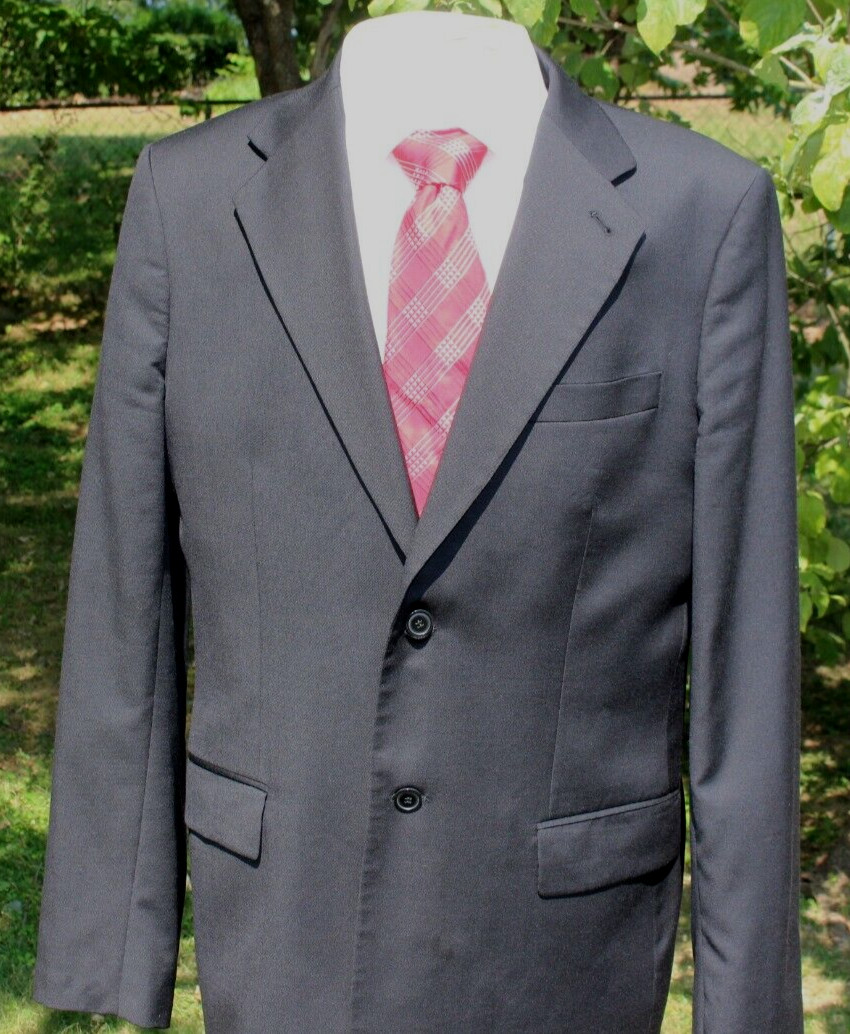 Express Men's Solid Black Wool 2 Button Blazer 44… - image 6