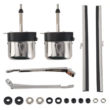 Stainless 12 Volt Electric Windshield Wiper Motors & Dual Switch Kit, Universal