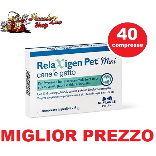 NBF-Lanes Relaxigen Pet Mini cane e gatto 40 compresse contro stress ansia paura