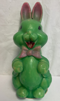 1940s Gurley EASTER BUNNY RABBIT Green Painted Candle PRE-LIT