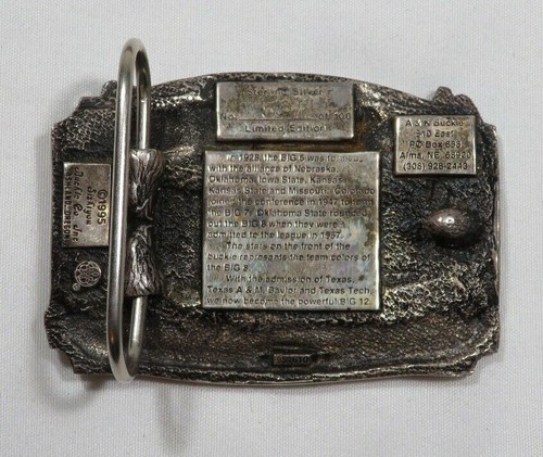 RARE 1995 Sterling Silver HUGE Belt Buckle BIG 8 Conference #ed of 100 Neb. - Picture 2 of 7