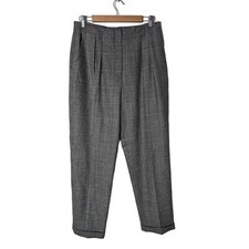 Vintage Wool Pleated Front Houndstooth Trousers Pants Sz 10 Dark Academia 90s