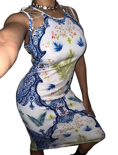 Bold Elements Women’s Sz S Scuba Sheath Dress Tropical Paisley Floral Print - Picture 3 of 5