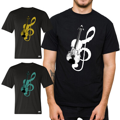 EAKS  Herren T-Shirt ''Violine'' Geige Klassik Notenschlüssel Classical Music