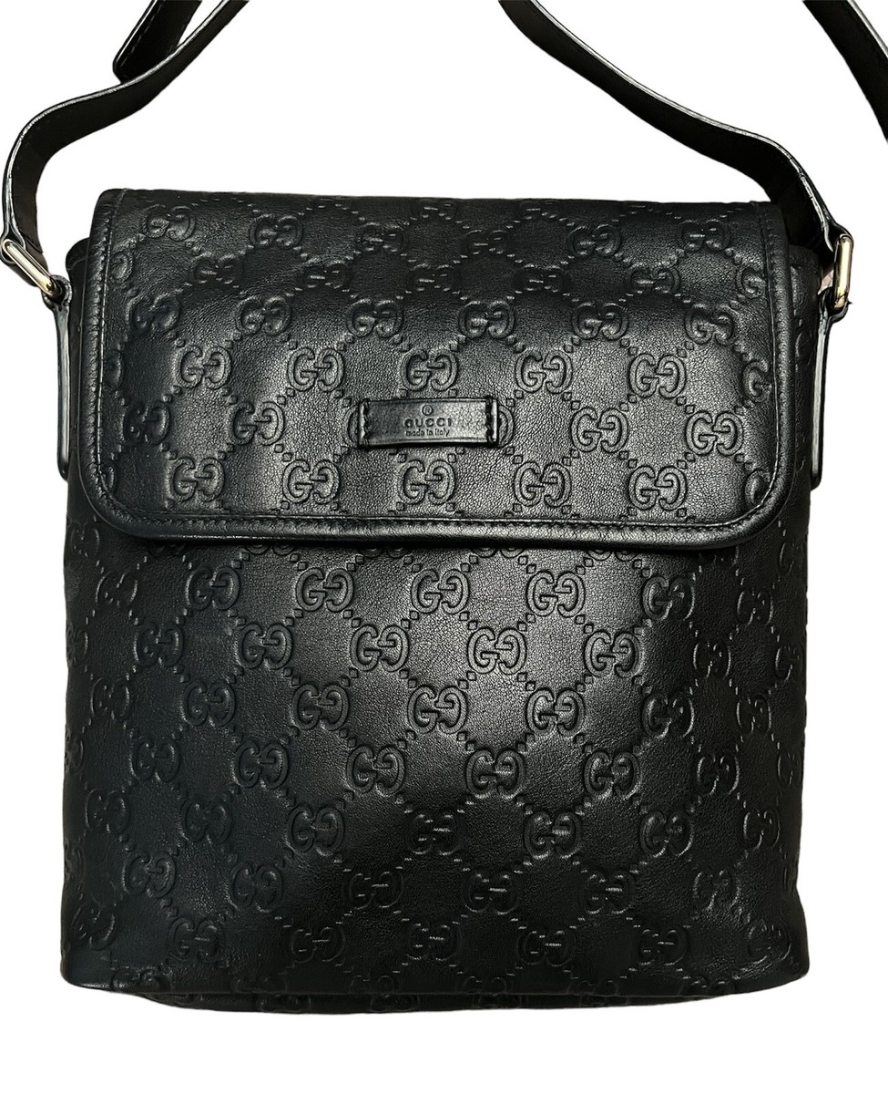 小物 GUCCI MADE IN ITALY BLACK/GRAY GUCCI Authentic Handbag Leather Color Black Made in Italy