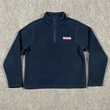 Vineyard Vines Harbor Fleece 1/2 Zip Jacket Youth Girls Medium 12-14 Navy Blue