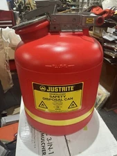 Justrite Manufacturing 14765 Disposal Can,5 Gal.,Red,Polyethylene
