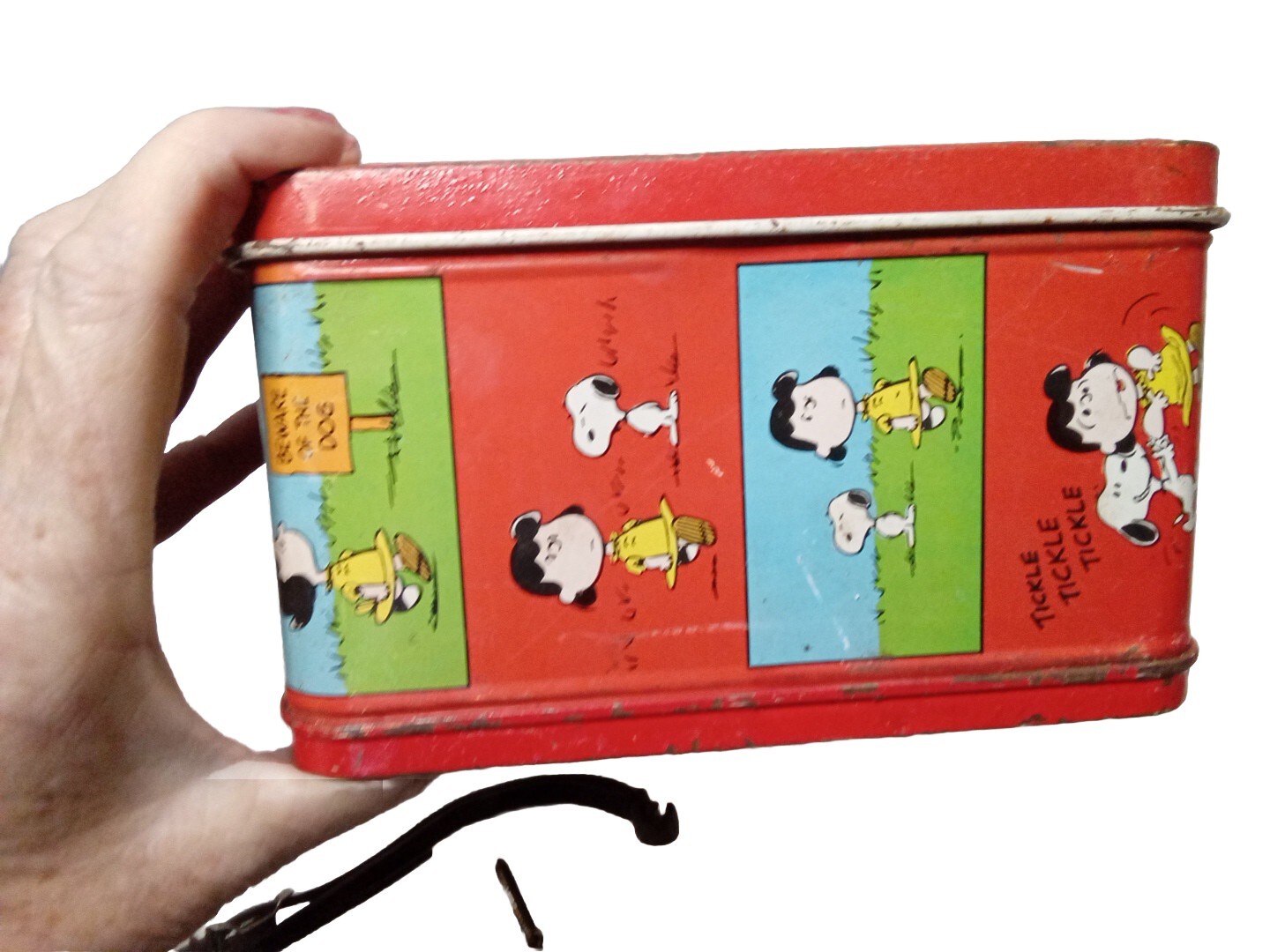 Vtg. Peanuts Metal Lunch Box 1965 Red Snoopy Charlie Thermos Missing eBay