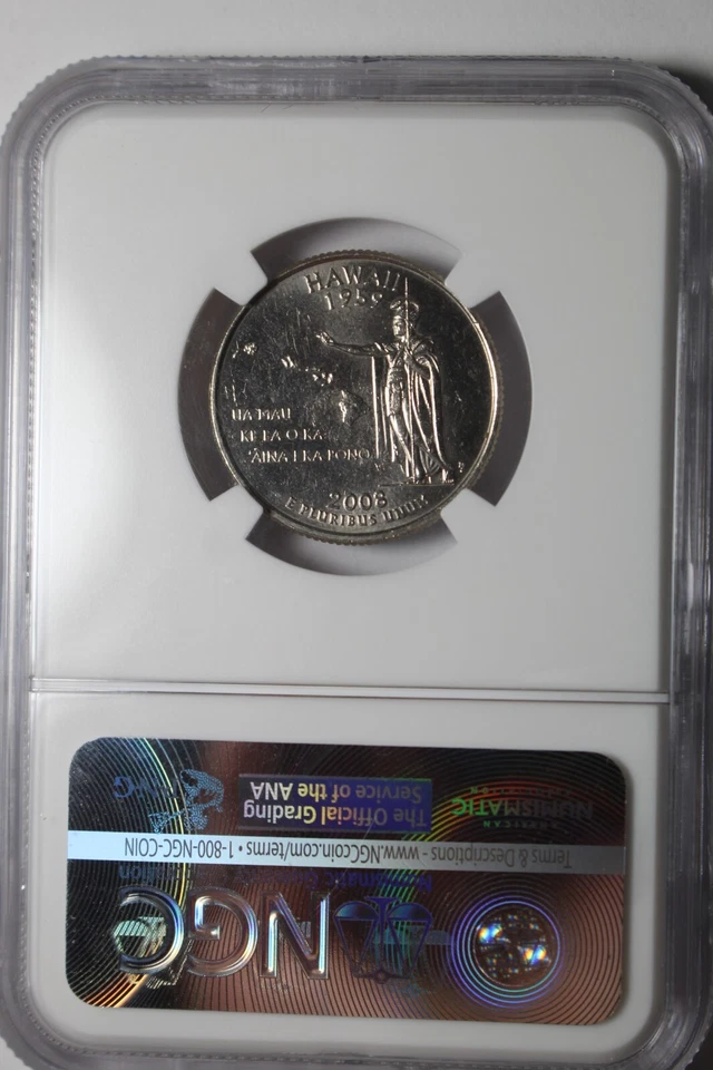 2008 P Hawaii State Quarter Obverse Struck Thru NGC Mint Error - Image 2 of 2