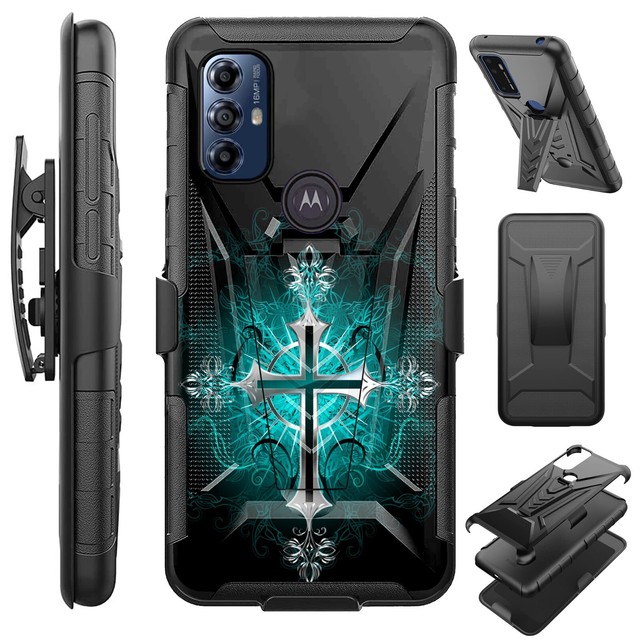 Holster Case for Motorola Moto G Play 2023 Phone Cover GOTHIC CROSS TEAL Holster Case for Motorola Moto G Play 2023 Phone Cover GOTHIC CROSS TEAL