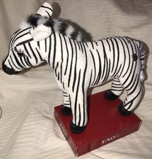 FAO Schwarz Toys R Us Plush Stuffed Animal Toy Zebra New 7" Tall