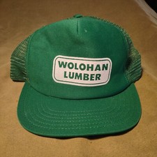 Vtg Wolohan Lumber Trucker Hat Mesh Snapback Green Made In USA Foam