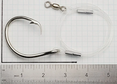 1 Circle Hook Rig Mustad Offset 16/0 Halibut Shark Grouper Bait Rig