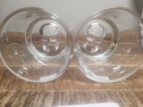 Godinger Skullary 10oz Double Old Fashioned Whiskey Glasses Embossed Skull Base - Picture 13 of 15